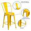 Commercial Grade 24" High Yellow Metal Indoor-Outdoor Counter Height Stool with Removable Back CH-31320-24GB-YL-GG