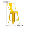 Commercial Grade 24" High Yellow Metal Indoor-Outdoor Counter Height Stool with Removable Back CH-31320-24GB-YL-GG