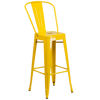 Commercial Grade 30" High Yellow Metal Indoor-Outdoor Barstool with Removable Back CH-31320-30GB-YL-GG