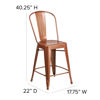 Commercial Grade 24" High Copper Metal Indoor-Outdoor Counter Height Stool with Back ET-3534-24-POC-GG