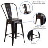 Commercial Grade 24" High Black-Antique Gold Metal Indoor-Outdoor Counter Height Stool with Removable Back CH-31320-24GB-BQ-GG