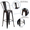 Commercial Grade 30" High Black-Antique Gold Metal Indoor-Outdoor Barstool with Removable Back CH-31320-30GB-BQ-GG