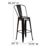 Commercial Grade 30" High Black-Antique Gold Metal Indoor-Outdoor Barstool with Removable Back CH-31320-30GB-BQ-GG