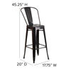 Commercial Grade 30" High Black-Antique Gold Metal Indoor-Outdoor Barstool with Removable Back CH-31320-30GB-BQ-GG