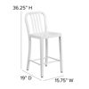 Commercial Grade 24" High White Metal Indoor-Outdoor Counter Height Stool with Vertical Slat Back CH-61200-24-WH-GG