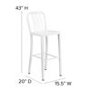 Commercial Grade 30" High White Metal Indoor-Outdoor Barstool with Vertical Slat Back CH-61200-30-WH-GG