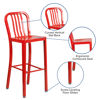 Commercial Grade 30" High Red Metal Indoor-Outdoor Barstool with Vertical Slat Back CH-61200-30-RED-GG