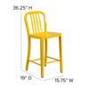 Commercial Grade 24" High Yellow Metal Indoor-Outdoor Counter Height Stool with Vertical Slat Back CH-61200-24-YL-GG