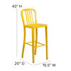 Commercial Grade 30" High Yellow Metal Indoor-Outdoor Barstool with Vertical Slat Back CH-61200-30-YL-GG