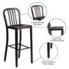 Commercial Grade 30" High Black-Antique Gold Metal Indoor-Outdoor Barstool with Vertical Slat Back CH-61200-30-BQ-GG