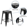 Commercial Grade 24" High Backless Black Metal Indoor-Outdoor Counter Height Stool with Square Seat CH-31320-24-BK-GG