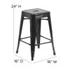 Commercial Grade 24" High Backless Black Metal Indoor-Outdoor Counter Height Stool with Square Seat CH-31320-24-BK-GG
