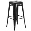 Commercial Grade 30" High Backless Black Metal Indoor-Outdoor Barstool with Square Seat CH-31320-30-BK-GG