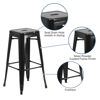 Commercial Grade 30" High Backless Black Metal Indoor-Outdoor Barstool with Square Seat CH-31320-30-BK-GG