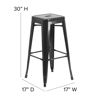 Commercial Grade 30" High Backless Black Metal Indoor-Outdoor Barstool with Square Seat CH-31320-30-BK-GG