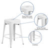 Commercial Grade 24" High Backless White Metal Indoor-Outdoor Counter Height Stool with Square Seat CH-31320-24-WH-GG