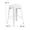 Commercial Grade 24" High Backless White Metal Indoor-Outdoor Counter Height Stool with Square Seat CH-31320-24-WH-GG