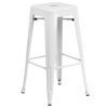 Commercial Grade 30" High Backless White Metal Indoor-Outdoor Barstool with Square Seat CH-31320-30-WH-GG