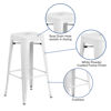 Commercial Grade 30" High Backless White Metal Indoor-Outdoor Barstool with Square Seat CH-31320-30-WH-GG