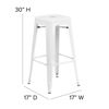Commercial Grade 30" High Backless White Metal Indoor-Outdoor Barstool with Square Seat CH-31320-30-WH-GG