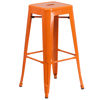 Commercial Grade 30" High Backless Orange Metal Indoor-Outdoor Barstool with Square Seat CH-31320-30-OR-GG