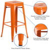 Commercial Grade 30" High Backless Orange Metal Indoor-Outdoor Barstool with Square Seat CH-31320-30-OR-GG