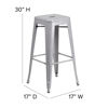 Commercial Grade 30" High Backless Silver Metal Indoor-Outdoor Barstool with Square Seat CH-31320-30-SIL-GG