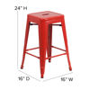 Commercial Grade 24" High Backless Red Metal Indoor-Outdoor Counter Height Stool with Square Seat CH-31320-24-RED-GG