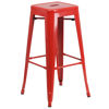 Commercial Grade 30" High Backless Red Metal Indoor-Outdoor Barstool with Square Seat CH-31320-30-RED-GG