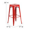Commercial Grade 30" High Backless Red Metal Indoor-Outdoor Barstool with Square Seat CH-31320-30-RED-GG