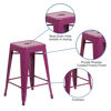 Commercial Grade 24" High Backless Purple Indoor-Outdoor Counter Height Stool ET-BT3503-24-PUR-GG