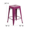 Commercial Grade 24" High Backless Purple Indoor-Outdoor Counter Height Stool ET-BT3503-24-PUR-GG