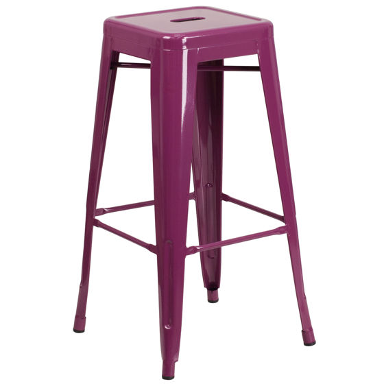 Commercial Grade 30" High Backless Purple Indoor-Outdoor Barstool ET-BT3503-30-PUR-GG