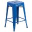 Commercial Grade 24" High Backless Blue Metal Indoor-Outdoor Counter Height Stool with Square Seat CH-31320-24-BL-GG