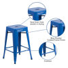 Commercial Grade 24" High Backless Blue Metal Indoor-Outdoor Counter Height Stool with Square Seat CH-31320-24-BL-GG