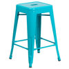 Commercial Grade 24" High Backless Crystal Teal-Blue Indoor-Outdoor Counter Height Stool ET-BT3503-24-CB-GG