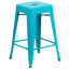 Commercial Grade 24" High Backless Crystal Teal-Blue Indoor-Outdoor Counter Height Stool ET-BT3503-24-CB-GG