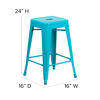 Commercial Grade 24" High Backless Crystal Teal-Blue Indoor-Outdoor Counter Height Stool ET-BT3503-24-CB-GG