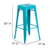 Commercial Grade 30" High Backless Crystal Teal-Blue Indoor-Outdoor Barstool ET-BT3503-30-CB-GG