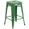 Commercial Grade 24" High Backless Green Metal Indoor-Outdoor Counter Height Stool with Square Seat CH-31320-24-GN-GG