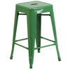 Commercial Grade 24" High Backless Green Metal Indoor-Outdoor Counter Height Stool with Square Seat CH-31320-24-GN-GG