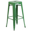 Commercial Grade 30" High Backless Green Metal Indoor-Outdoor Barstool with Square Seat CH-31320-30-GN-GG