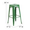 Commercial Grade 30" High Backless Green Metal Indoor-Outdoor Barstool with Square Seat CH-31320-30-GN-GG