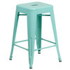 Commercial Grade 24" High Backless Mint Green Indoor-Outdoor Counter Height Stool ET-BT3503-24-MINT-GG