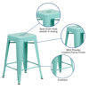 Commercial Grade 24" High Backless Mint Green Indoor-Outdoor Counter Height Stool ET-BT3503-24-MINT-GG