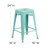 Commercial Grade 24" High Backless Mint Green Indoor-Outdoor Counter Height Stool ET-BT3503-24-MINT-GG