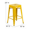 Commercial Grade 24" High Backless Yellow Metal Indoor-Outdoor Counter Height Stool with Square Seat CH-31320-24-YL-GG