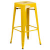 Commercial Grade 30" High Backless Yellow Metal Indoor-Outdoor Barstool with Square Seat CH-31320-30-YL-GG