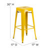 Commercial Grade 30" High Backless Yellow Metal Indoor-Outdoor Barstool with Square Seat CH-31320-30-YL-GG
