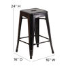 Commercial Grade 24" High Backless Black-Antique Gold Metal Indoor-Outdoor Counter Height Stool with Square Seat CH-31320-24-BQ-GG